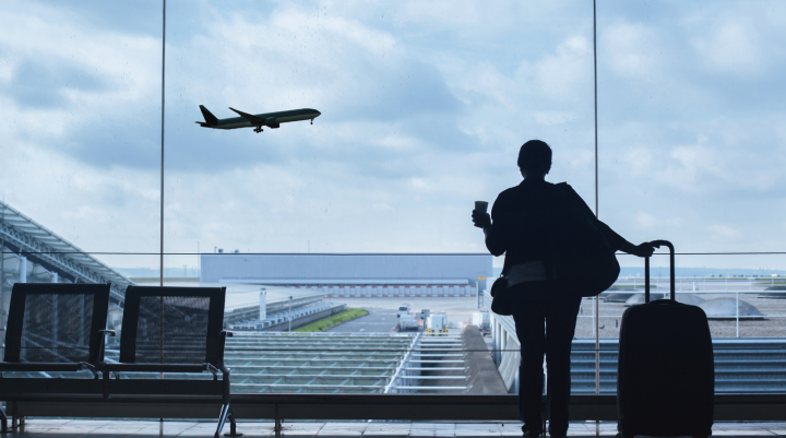 A picture of a man at an airport